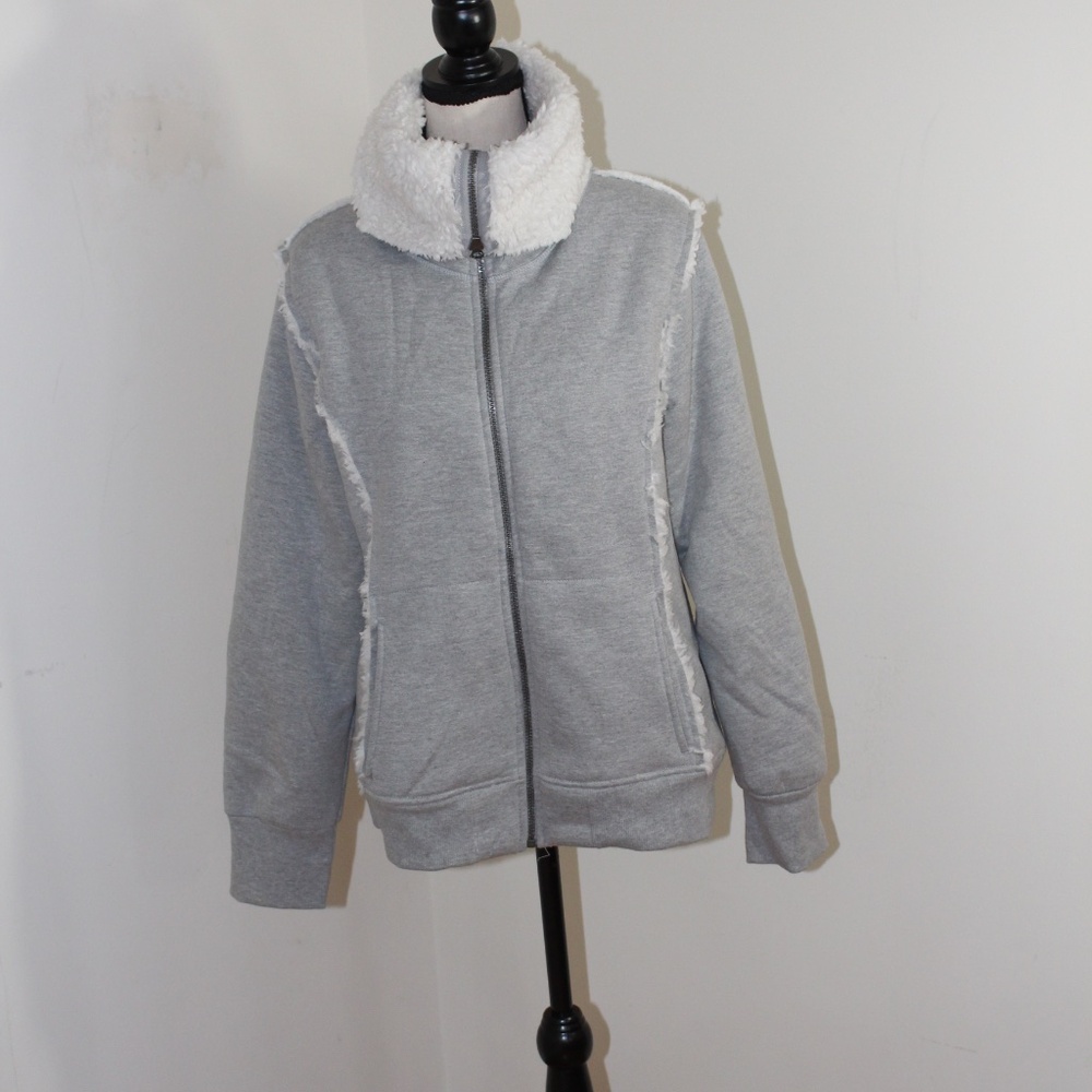 Old Navy, Sherpa lined gray high neck jacket